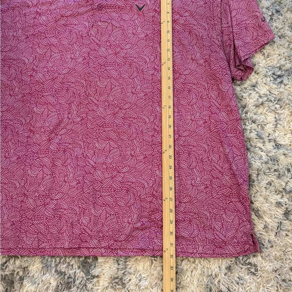 Callaway Golf Polo Shirt Mens 3XL PURPLE ORCHID TROPICAL Opti Dri Stretch Palm - Picture 2 of 9